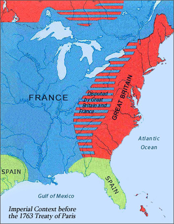 Map of North America Before the 1763 Treaty of Paris