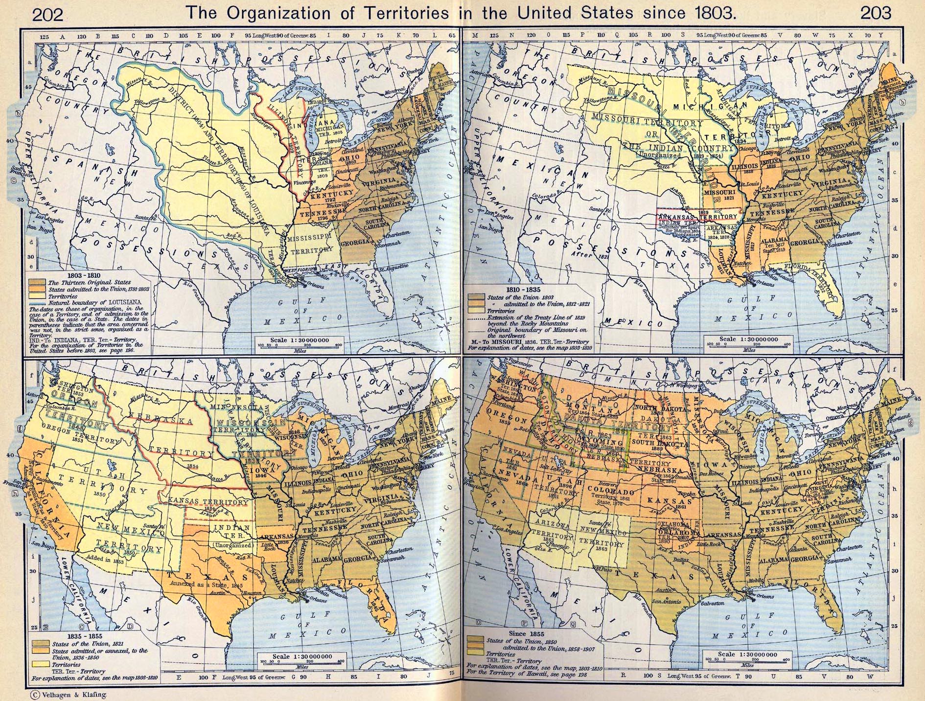 Map of the Organization of Territories in the United States since 1803