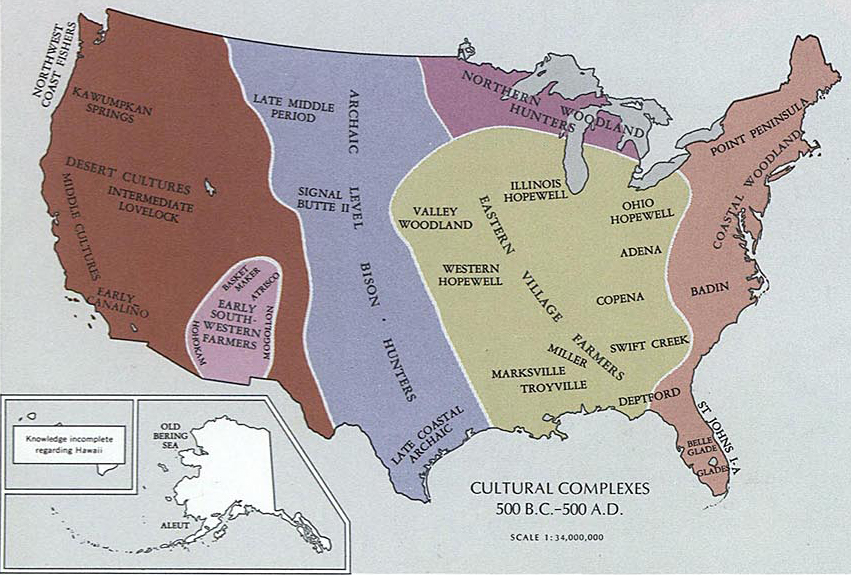 Map of the United States 500 B.C. - 500 A.D.