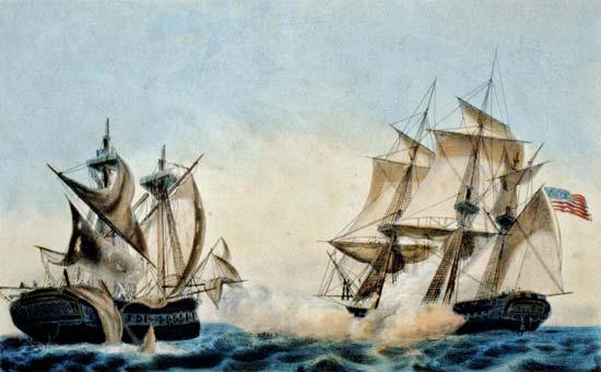 U.S. frigate United States capturing the British frigate Macedonian