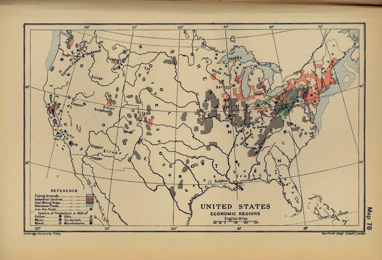 Map of the United States Economic Regions 1900