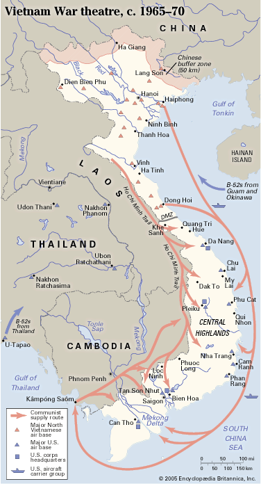 map of vietnam war battles. Vietnam War - Map