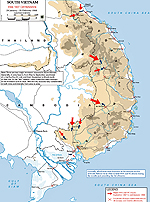 Map of the Vietnam War: the Tet Offensive 1968