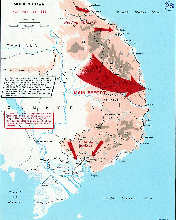 History Map of the Vietnam War. South Vietnam, NVA Plan for 1965.