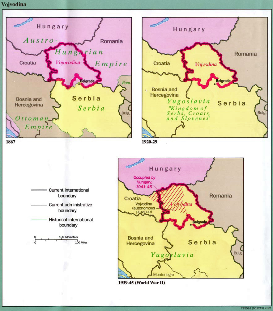 Map of Vojvodina 1867-1992