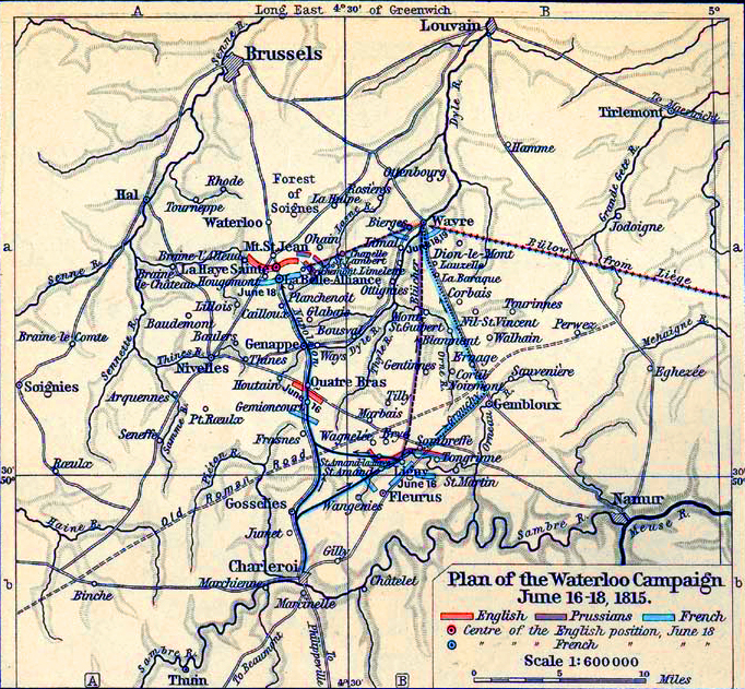 Plan of the Waterloo Campaign, June 16-18, 1815