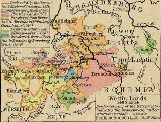 Map of the Wettin Lands, 1485-1554