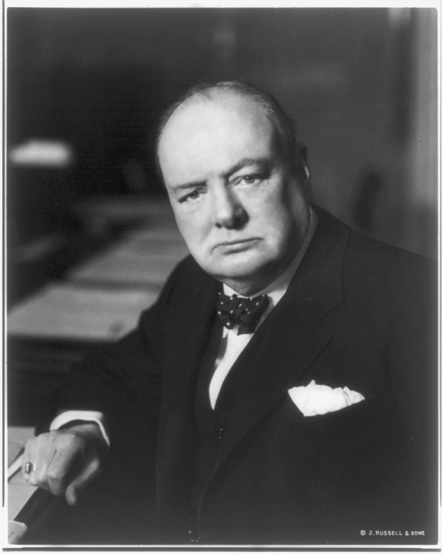 Winston Churchill - CHURCHILL, WINSTON LEONARD SPENCER, SIR. Photograph copyright by J. Russell & Sons. Copyrighted 1941. Copyright not renewed.