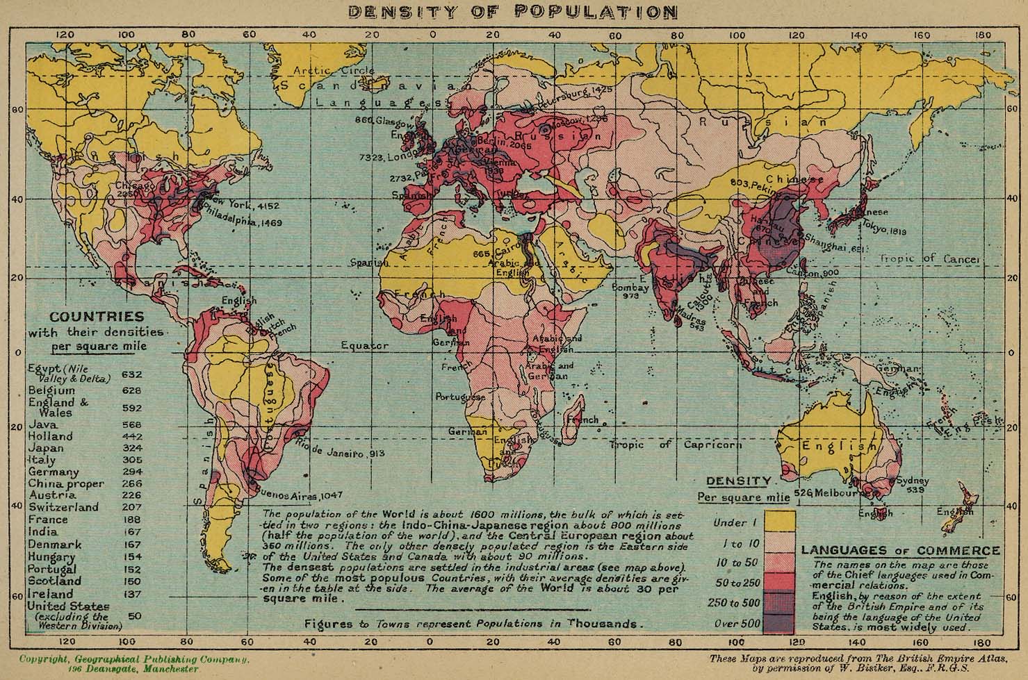World Map Population Density 1918