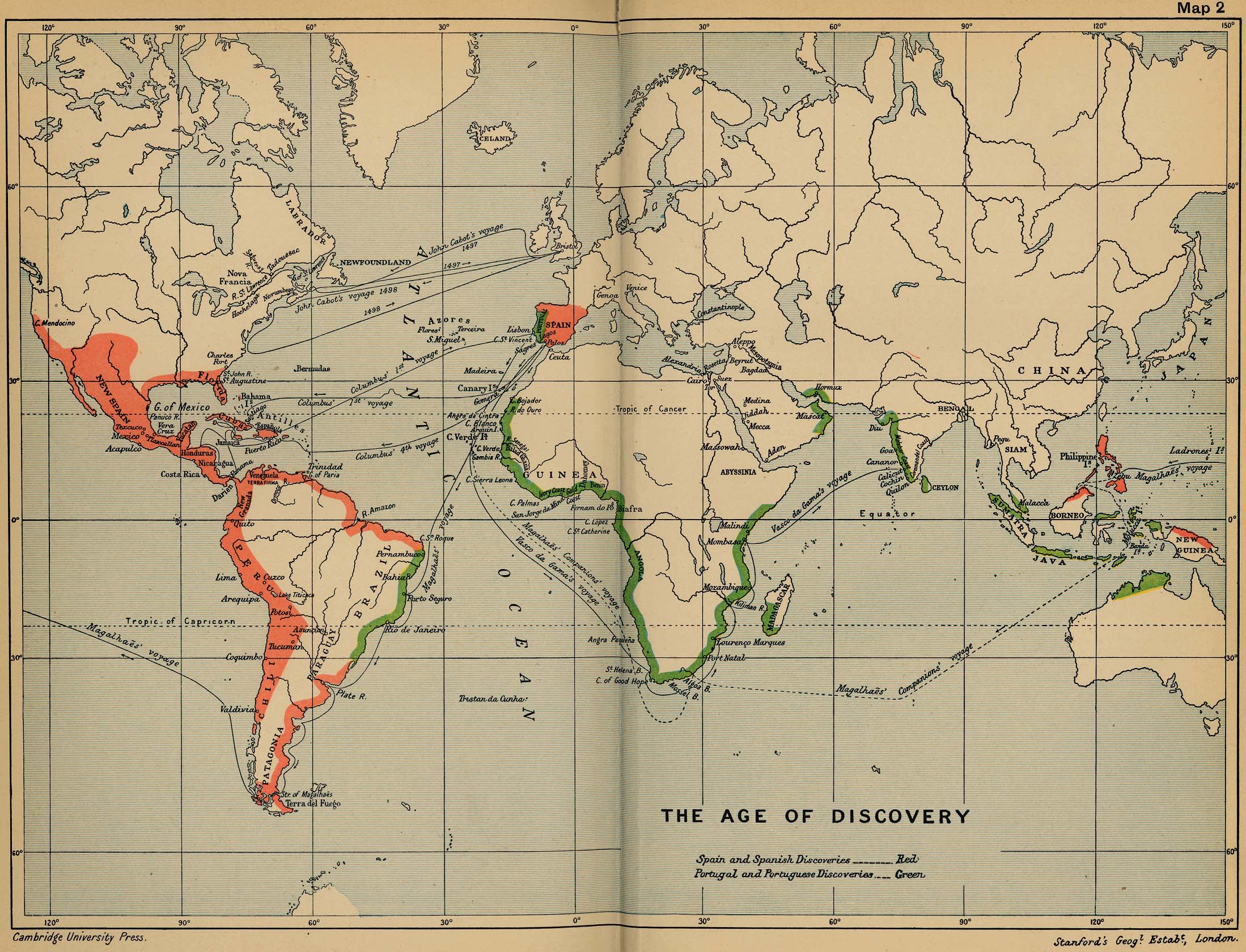 Spanish and Portuguese Discoveries - World Map