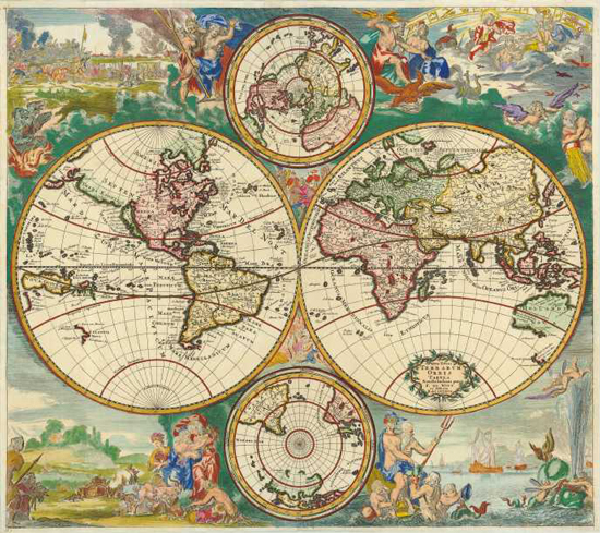 World Map From Circa 1745 by Frederick de Wit
