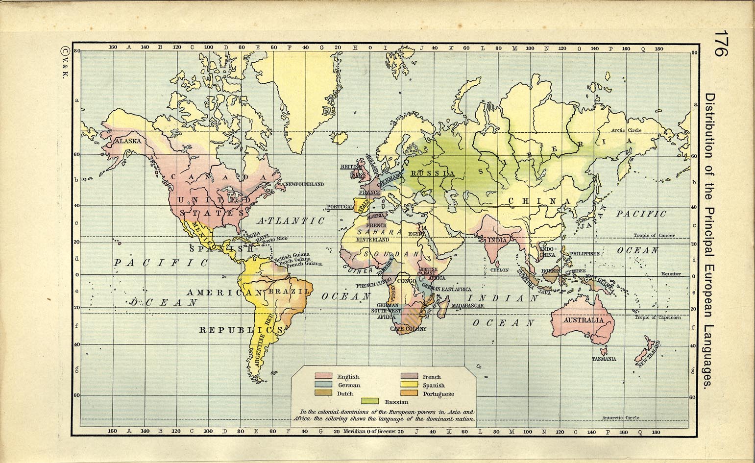 World Map of the Distribution of the Principal European Languages 1911
