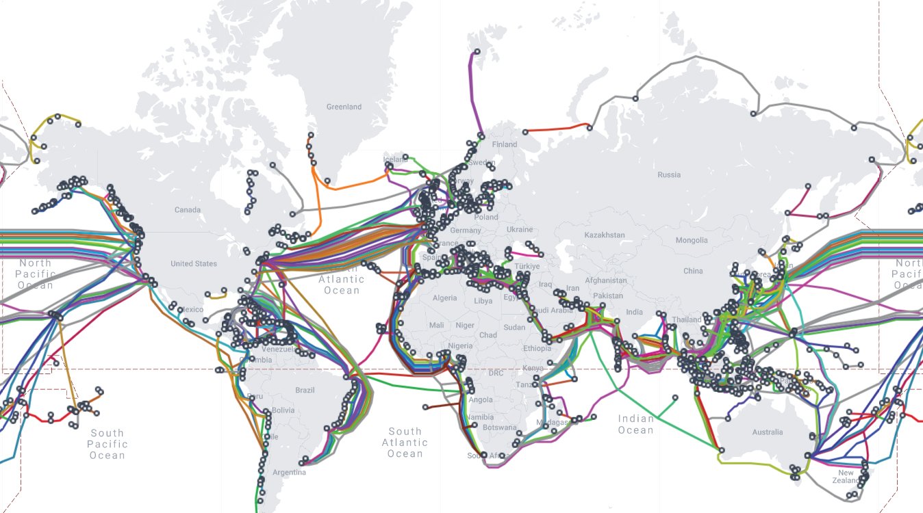 World Map 2023 - Submarine Cables