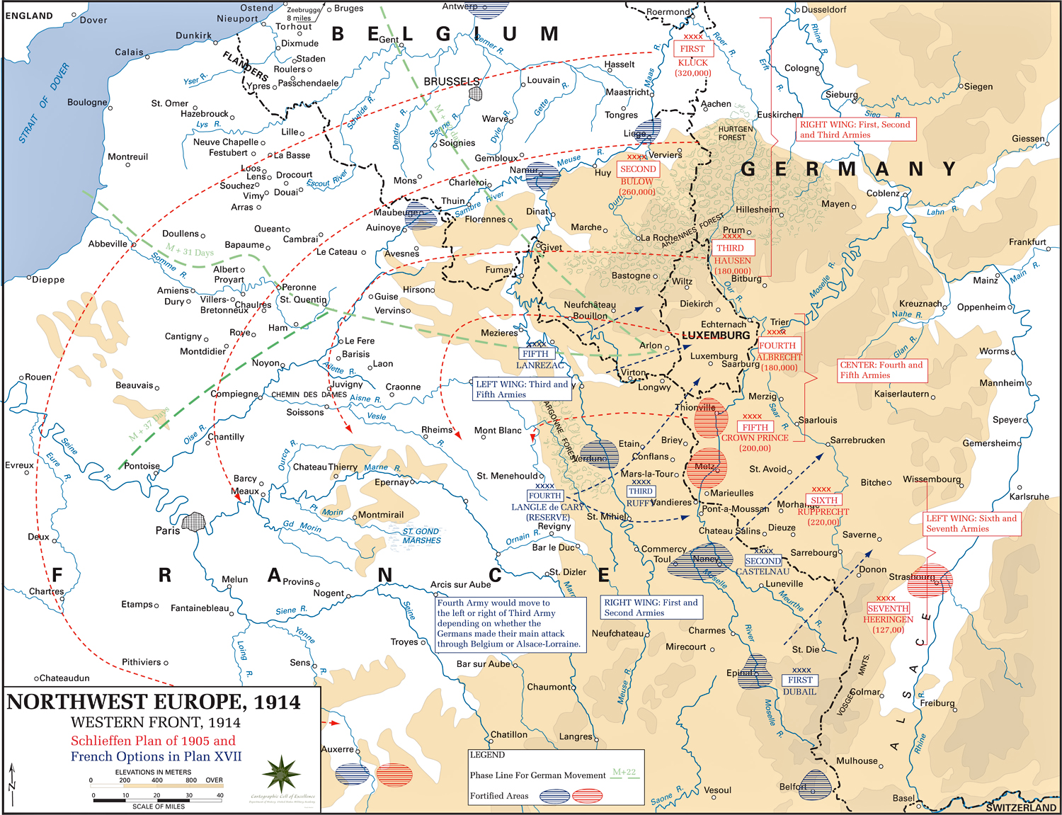 Map of WWI: The Western Front 1914
