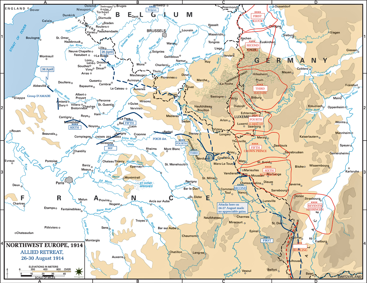 Map Of Northwest Europe August 26 30 1914