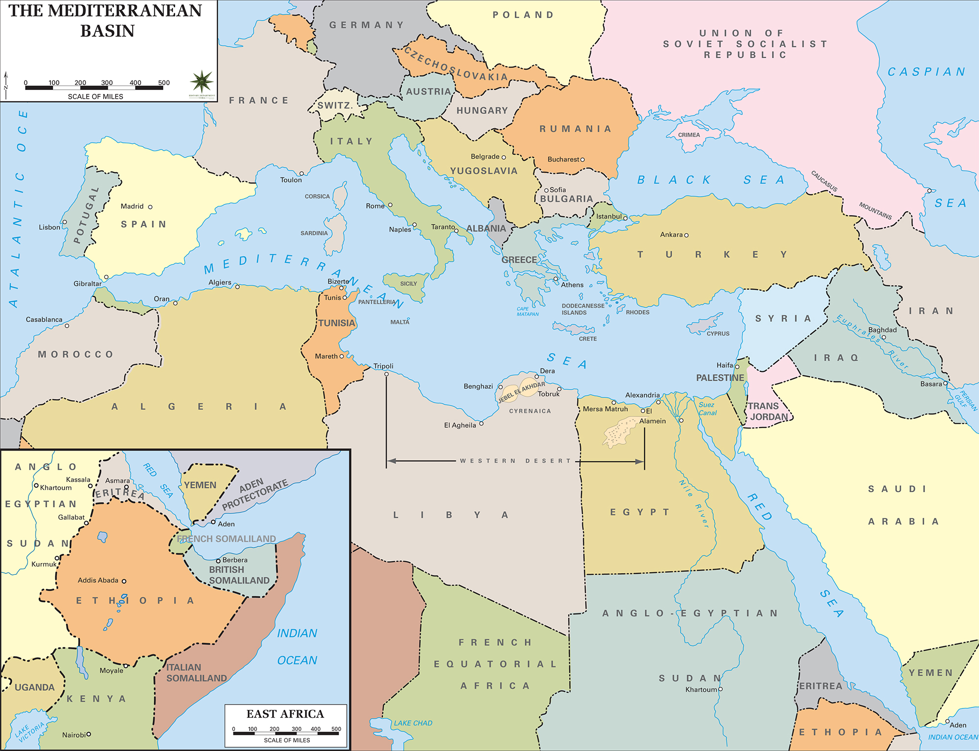 Map of WWII - Mediterranean Region 1940