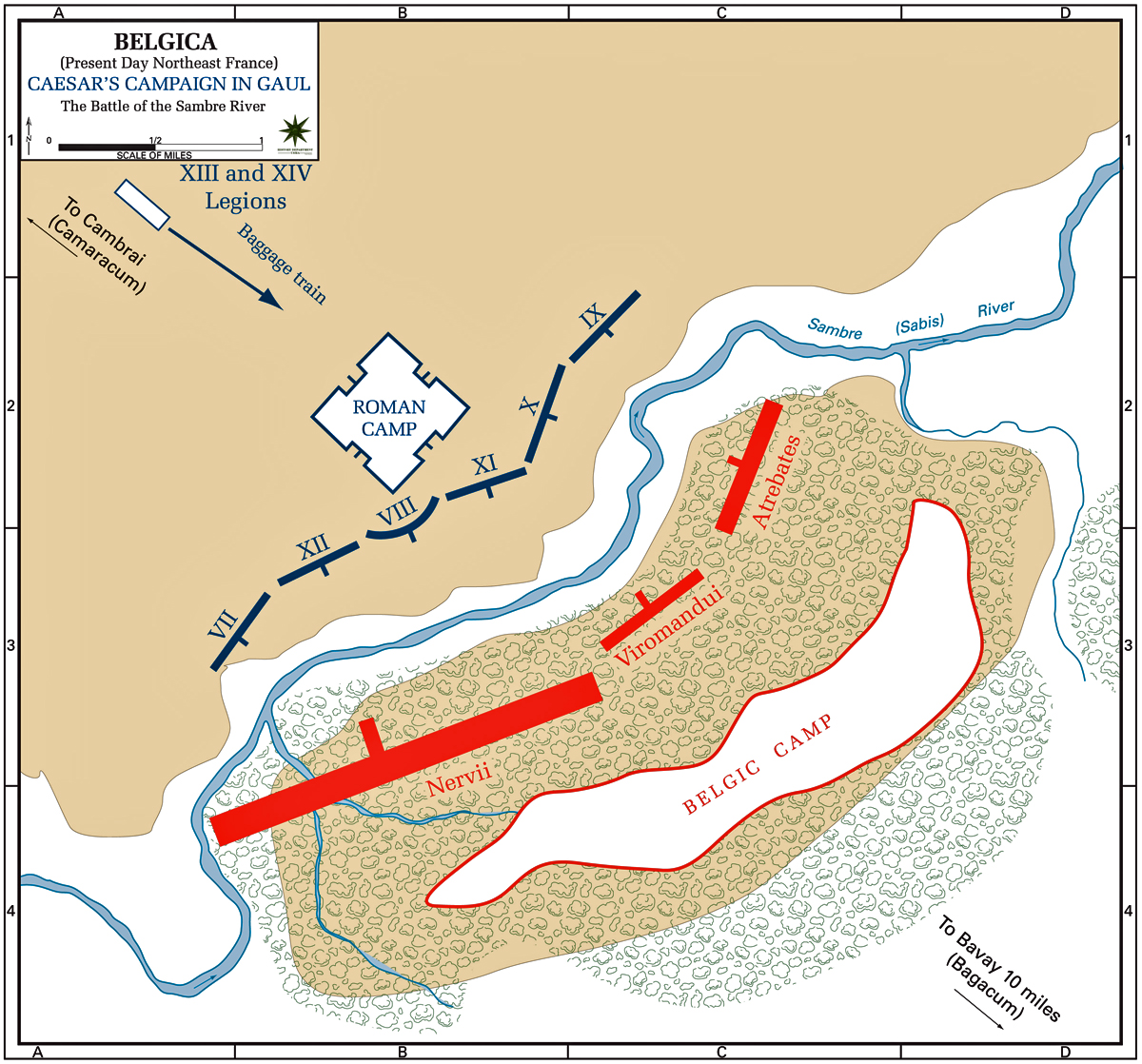 Map of the Battle of the Sabis 57 BC