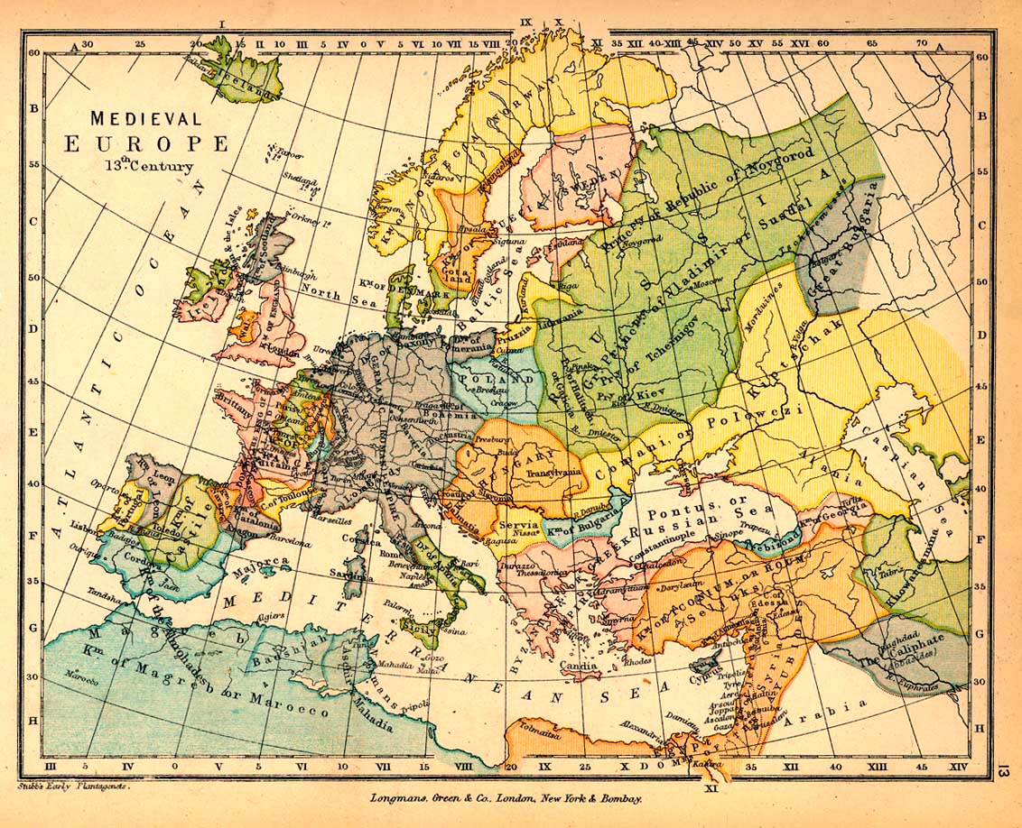 Map Of Medieval Europe In The 13th Century Map Of Medieval Europe In The 13th Century