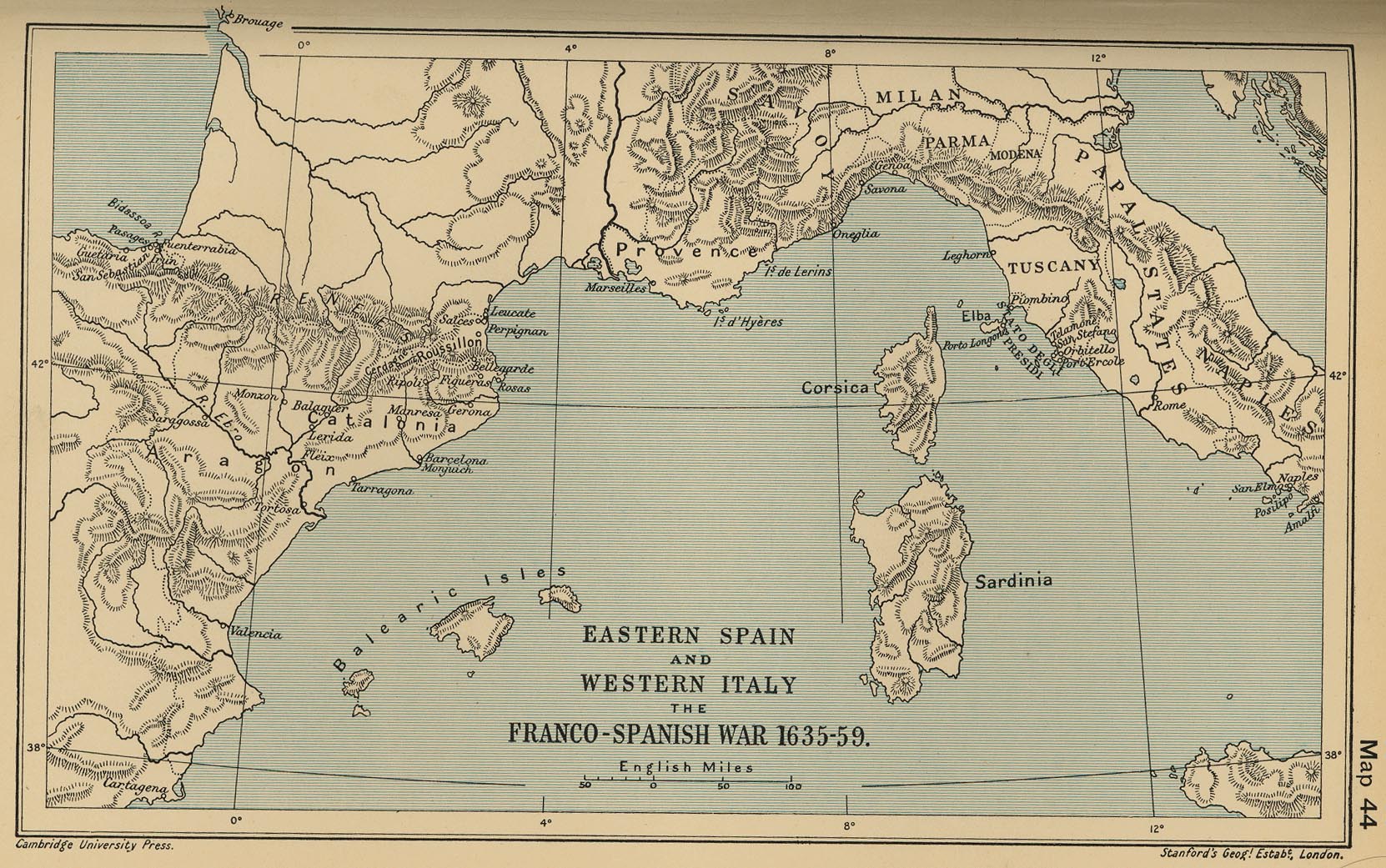 Map of the Franco-Spanish War 1635 - 1659