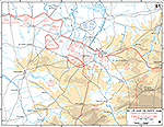 Map of WWII: Normandy Invasion. Saint-L (St. Lo) and Vicinity. German Dispositions at the Night of 24/25 July 1944.