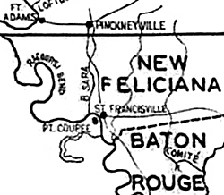 Point Coupee and St Francisville Map 1810