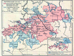 The Wettin Lands, 1221-1485. Inset: Temporary break-up of the Wettin Lands about 1300.