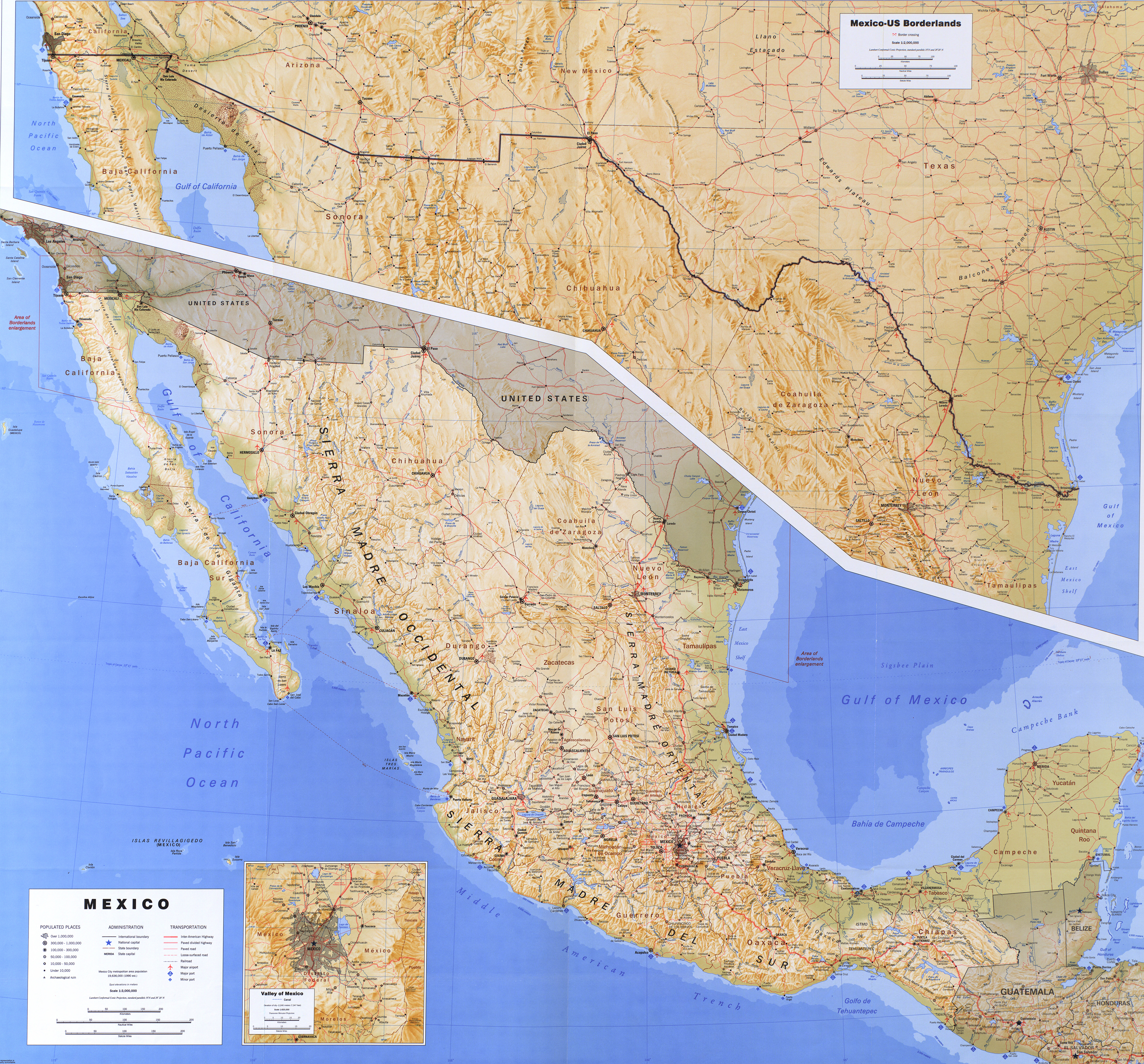 Map of Mexico 1993 - Border Crossings
