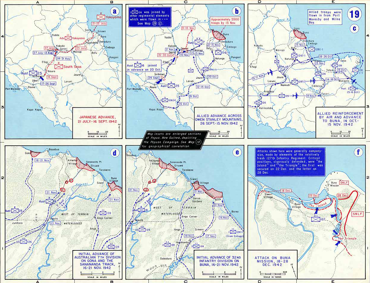 Map of World War II: The Pacific. Papua New Guinea, September - November 1942.