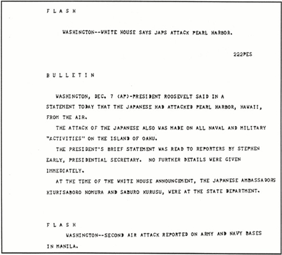 Pearl Harbor Attack - First Public Bulletin