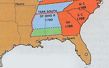 West Florida Underneath Disputed Area in Green: 1783-1795